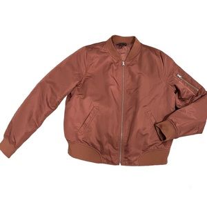 Dusty pink satin bomber jacket
